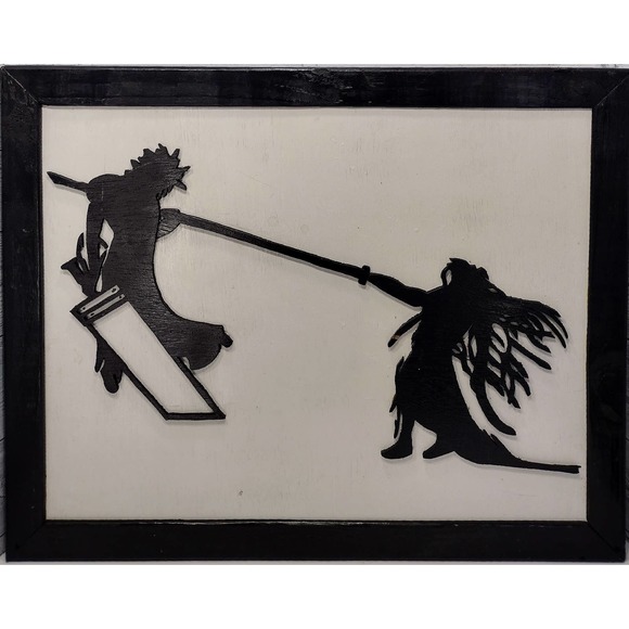 20 X 21 Cloud Strife vs. Sephiroth Final Fantasy VII Wood Wall Art! Very Rare!